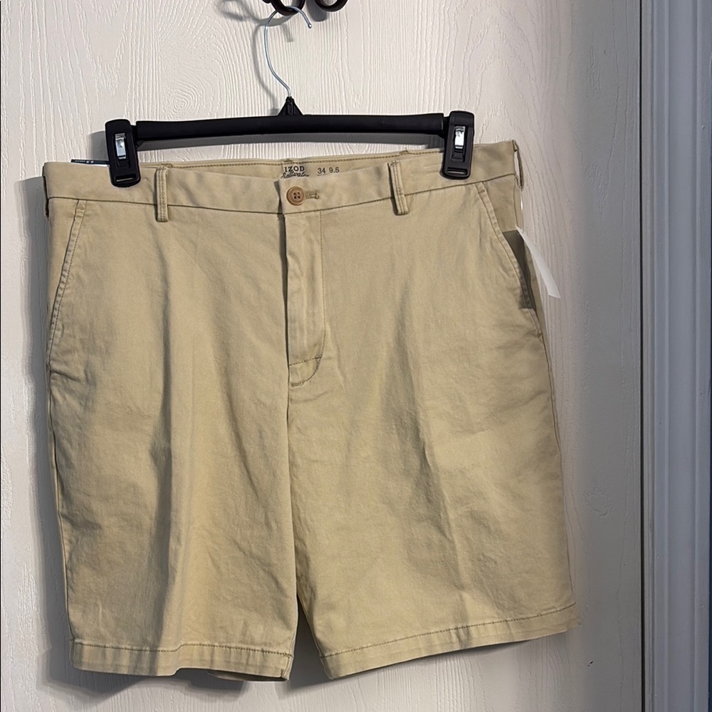 Izod Tan Flat Front Shorts with Classic Appeal
